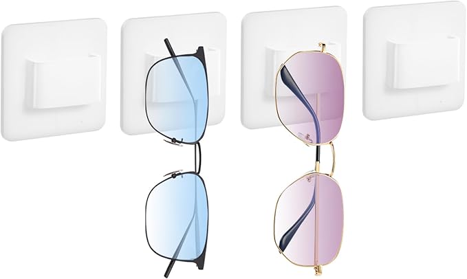 Sunglass Organizer Wall Holder,4 Pack Acrylic Multiple Glasses Display Rack, Eyeglasses Hanging Storage for Home Decor,Office -(White,Short)