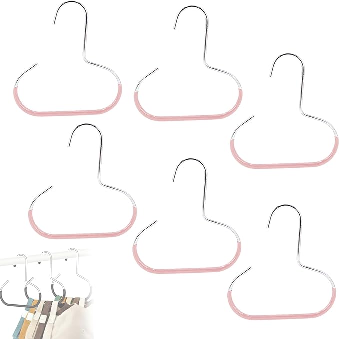 Durable Steel Hangers: Maximize Closet Space with Versatile Storage, Stainless Steel Hat Hangers for Closet, Hat Rack Hats Holder for Baseball Caps, Scarf and Hats Organizer (Pink,6 PCS)