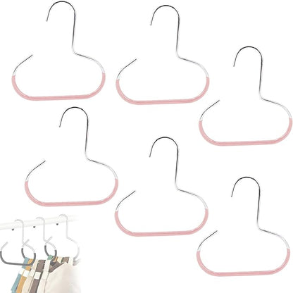 Durable Steel Hangers: Maximize Closet Space with Versatile Storage, Stainless Steel Hat Hangers for Closet, Hat Rack Hats Holder for Baseball Caps, Scarf and Hats Organizer (Pink,6 PCS)