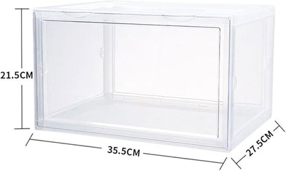 Ciieeo Shoe Storage Box with Dustproof Design, Door Buckle Connector, Stackable Plastic Shoe Organizer for Home Closet and Sneaker Storage