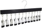 Closet Organizer with 12 Clips, 2026 New Upgraded Space Saving Hanger with 360° Rotating Metal Clips Silicone Lining for Scarves, Pants, Skirts, Towels (Black, 1 PCS)