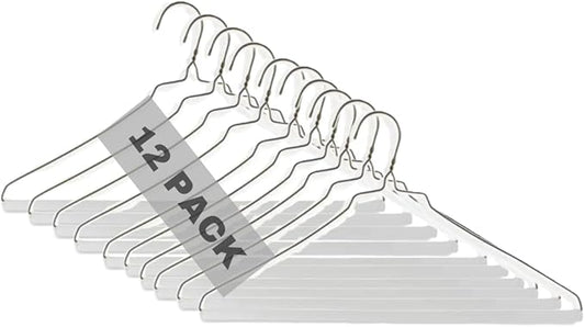 Royal Dry Clean Supply | 16" Inch Strut Hanger Pants Hanger - White Tube for Dry Cleaners or Home, Pack of 12