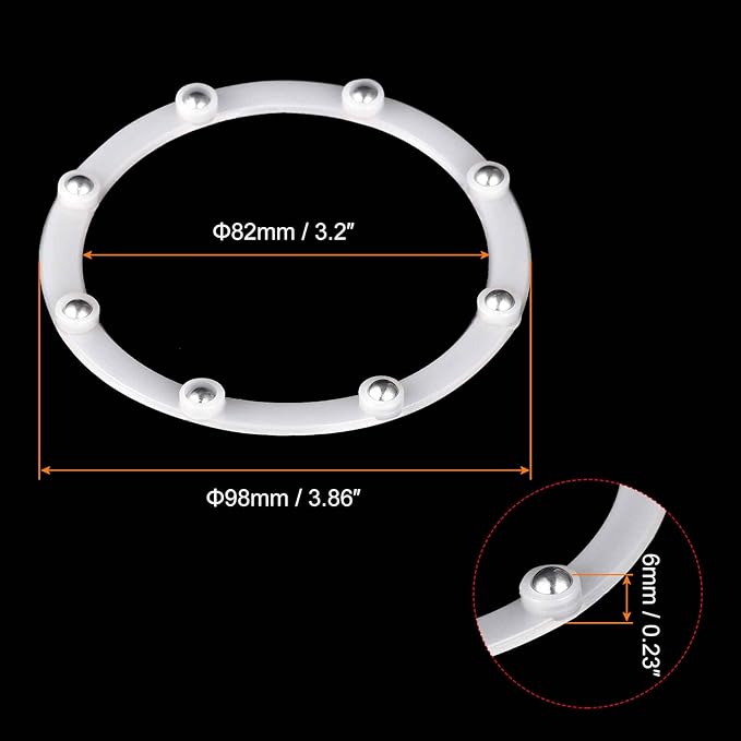 MECCANIXITY 4inch Rotating Swivel Stand with Steel Ball Bearings Annular Lazy Susan Base Turntable for Kitchen Corner Cabinets, 98 x 82mm White Pack of 6
