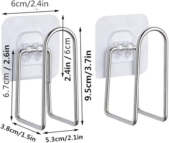 4 Pairs of Pot Lid Organizer, Stainless Steel Wall Mounted Lid Holder,Adjustable Cabinet Door Self Adhesive Pan Lid Organizer Pot Hangers for Kitchen Wall Mount (Silver-1)