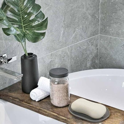 Silicone Soap Dish, 2-Pack, Anti-Slip Drainage Holder, Gray and White, 4.4 x 3.1 inches