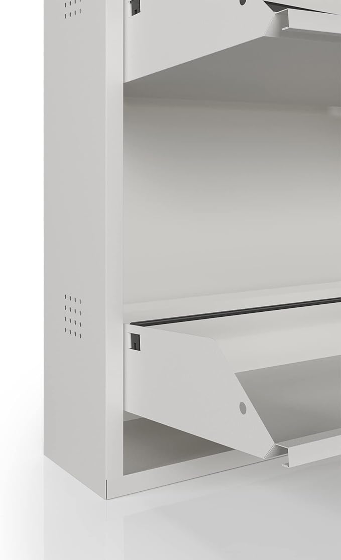 CEHA 4 Tier Metal Shoe Cabinet with Cover, Durable Shoe Storage Organizer for Entryway, Space Saving Shoe Shelf Closet with Side Ventilation Holes, 5.91" x 53.5" x 19.68", White