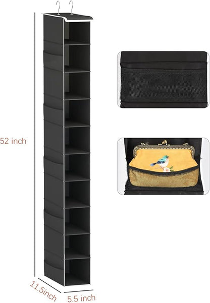 Libeder 10-Shelf Hanging Closet Organizer with 6 Mesh Side Pockets