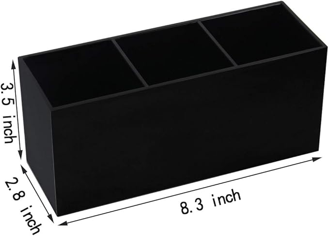 Weiai Black Makeup Brush Holder Organizer, 3 Slot Acrylic Cosmetics Brushes Storage Solution