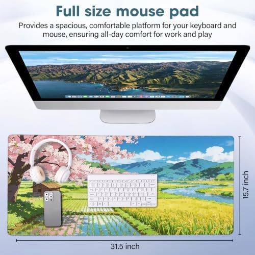 Desk Mat 31.5x15.7 Inch for Office - Extra Large Mouse Pad, Lake - Image 2