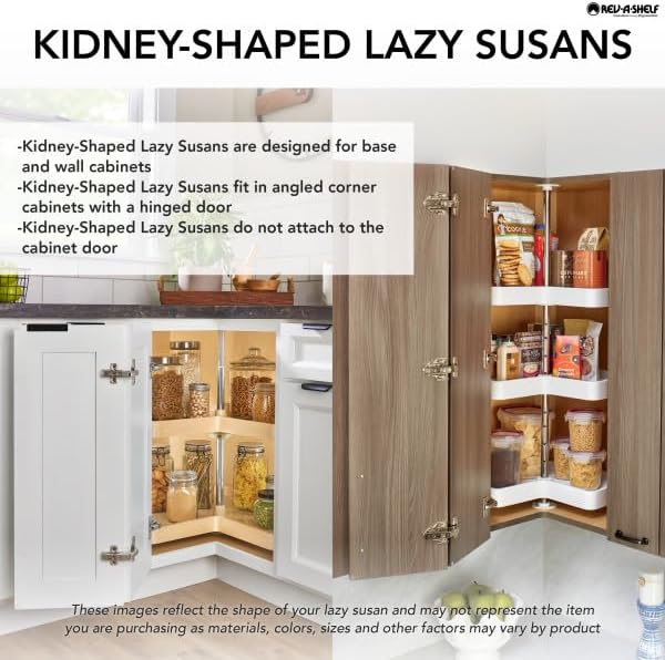 REV-A-SHELF Value Line Polymer Kidney-Shaped Lazy Susan Shelf for Corner Base Cabinets