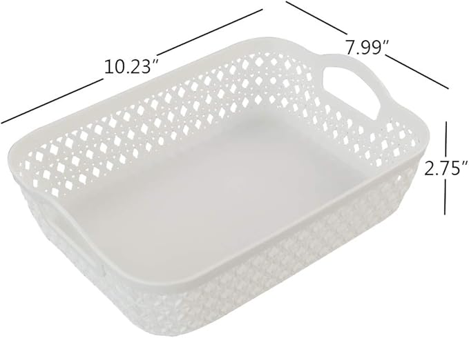 6-Pack Small Plastic Storage Tray Basket Organizing Basket, White