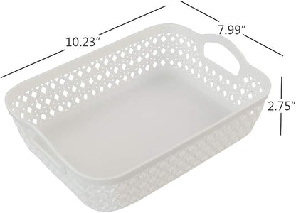 6-Pack Small Plastic Storage Tray Basket Organizing Basket, White