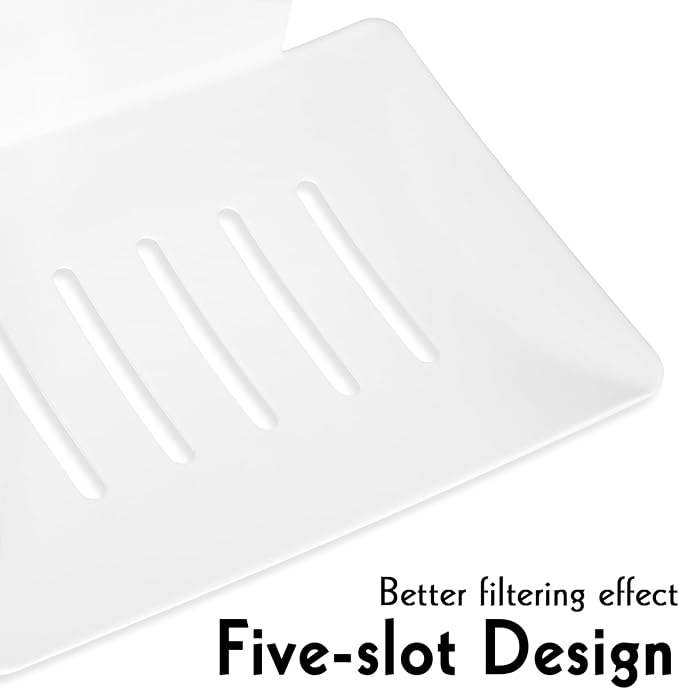 2 Pack Soap Dishes for Bathroom, Bar Soap Holder with Self Draining Tray, Soap Tray for Shower Wall, 5 Slot Self-Adhesive Soap Container (White)