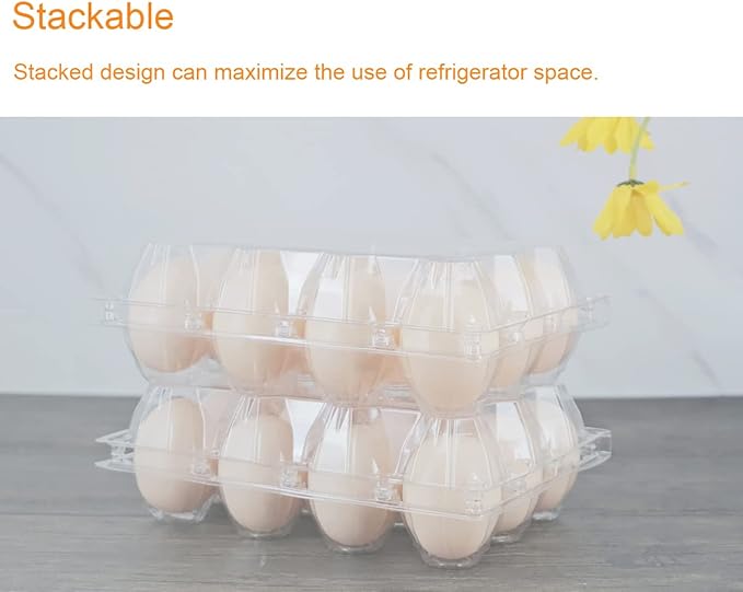 Egg Cartons 60 Packs, Clear Plastic Blank Egg Cartons with Free Labels, Holds up to 12 Eggs Securely, Perfect for Family Pasture Farm Markets Display - Medium
