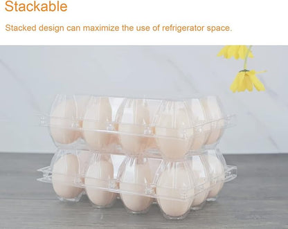 Egg Cartons 60 Packs, Clear Plastic Blank Egg Cartons with Free Labels, Holds up to 12 Eggs Securely, Perfect for Family Pasture Farm Markets Display - Medium