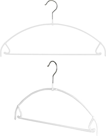 Mawa by Reston Lloyd Euro Ultra Light/Thin Series, Non-Slip Space Saving Clothes Hanger with Bar & Hook for Pants and Skirts, Style 42/PTU, Set of 2, White