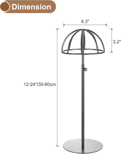 uxcell Metal Hat Display Stand 2 Pack Adjustable Tabletop Hat and Wig Rack Holder for Baseball Cap, Fedora Hat, Cowboy Hat - Black