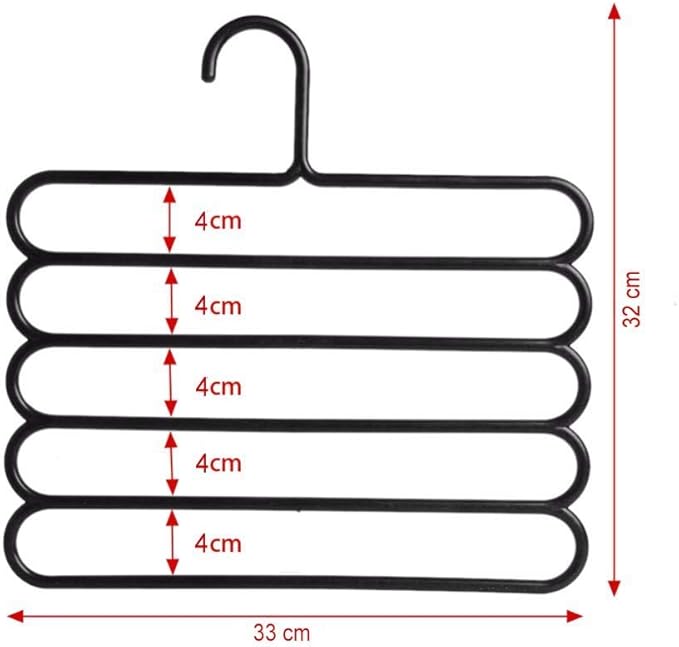 5 Layer Pants Clothes Hanger Wardrobe Storage Organizer Rack (Set of 5), 32l x 1b x 33h cm (Assorted Colour) Plastic