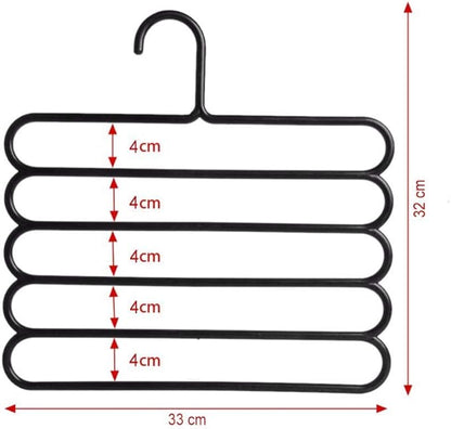 5 Layer Pants Clothes Hanger Wardrobe Storage Organizer Rack (Set of 5), 32l x 1b x 33h cm (Assorted Colour) Plastic