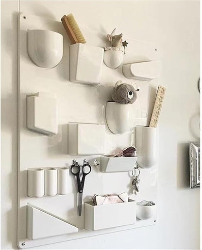 Plastic Wall Mount Organizer, Cabinet Door Organizer, Torage Organizer, Art Wall Decor, Wall Organizer for Bathroom, Kitchen, Living Room(Black)