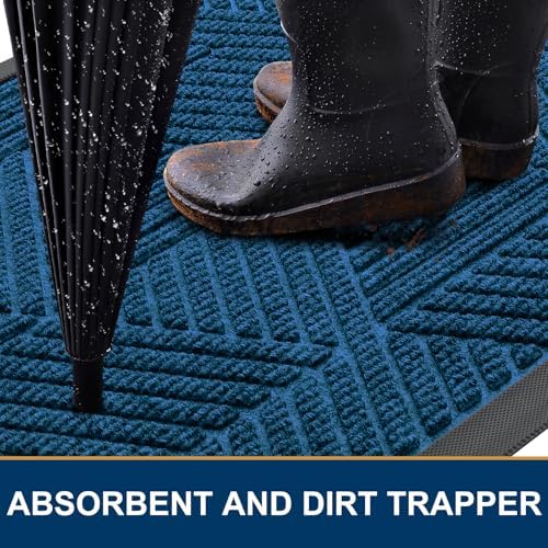 Smiry Front Door Mat Outside Entrance, Low Profile Rubber Doormat, 35x23 - Image 3