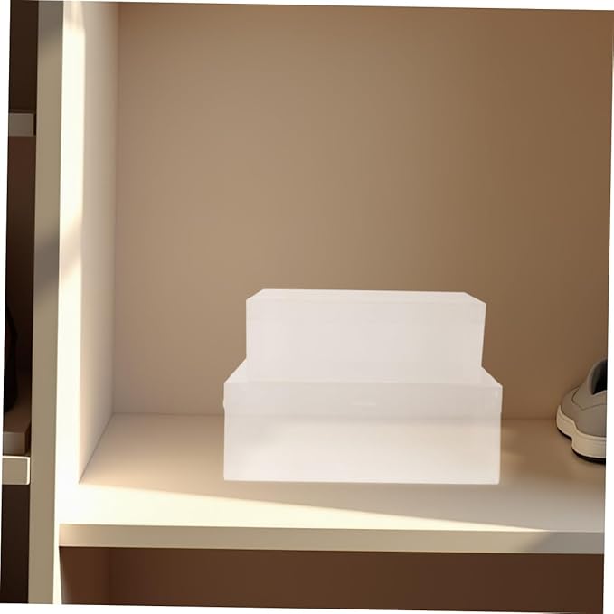 PRETYZOOM 6pcs Shoe Storage Boxes with Flip-top Lids Large 33x20x12cm White Plastic Shoe Containers for Home Dustproof Organization
