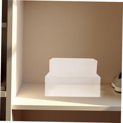 PRETYZOOM 6pcs Shoe Storage Boxes with Flip-top Lids Large 33x20x12cm White Plastic Shoe Containers for Home Dustproof Organization