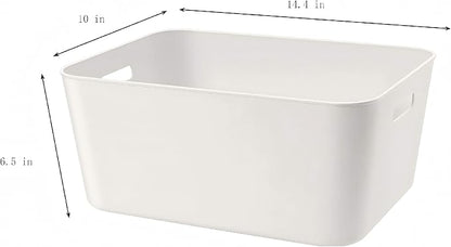 Set Of 2 Plastic Storage Bins,14.5x10.2x6.3 Versatile Kitchen Pantry Organization and Storage,for Plastic Storage Container Under Bed,Under Sink Bathroom Organizer (White, 2 XL.)