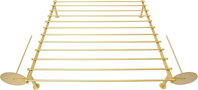 Ribbon Storage Organizer, Wall Mounted Ribbon Organizer, 12-Tier Metal Gift Wrapping Paper Rack, Spool Tie Scarf Hijab Belt Towel Hanger, for Home, Craft Room, Flower Shop, Gold, 47.2in Wide