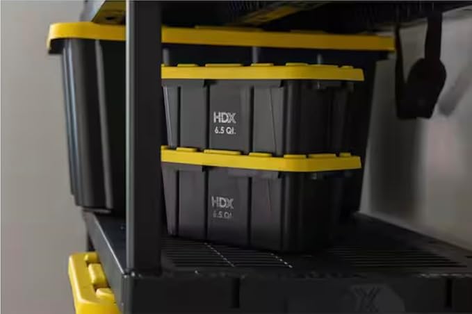 HDX Tough Polypropylene Plastic 6.5-Qt (1.6 gallons) Storage Tote in Black & Yellow (2 pack)