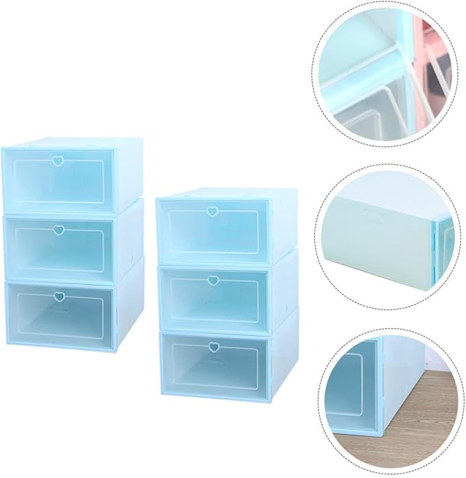 6pcs Shoe Storage Organizer Storage Box Plastic Drawer- for Shoes Easy to View