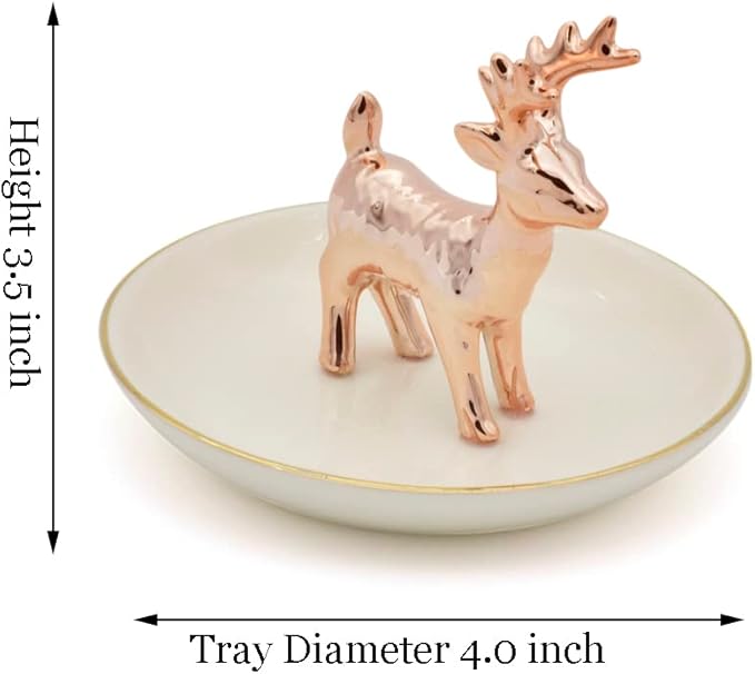 Antler Jewelry Tray Ring Dish Holder, Rose Gold Stand With Tray Display Organizer, Jewelry Hanger Rack for Hanging Necklaces, Rings, Earrings, Bracelet Best Gifts.