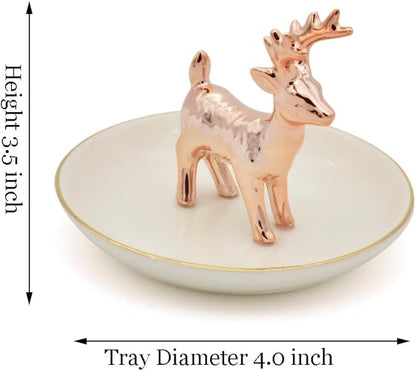 Antler Jewelry Tray Ring Dish Holder, Rose Gold Stand With Tray Display Organizer, Jewelry Hanger Rack for Hanging Necklaces, Rings, Earrings, Bracelet Best Gifts.