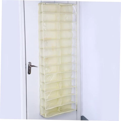 Large Over the Door Shoe Organizer Hanging Storage Rack with Hook for Closet and Cabinet Space Saving Beige Non Woven Holder for Shoes Slippers Belts Scarves and Small Items
