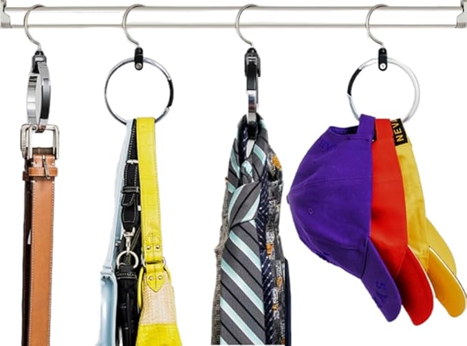 Rolly Hanger® Closet Space Saver – Premium Rotating Aluminum Organizer for Belts, Ties, Hats & Handbags – Heavy Duty 360° Swivel – Declutter & Maximize Storage (3 Pack)