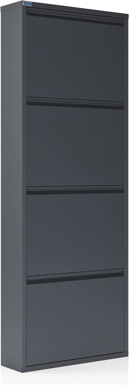 CEHA 4 Tier Metal Shoe Cabinet with Cover, Durable Shoe Storage Organizer for Entryway, Space Saving Shoe Shelf Closet, 5.91" x 53.5" x 19.68", Anthracite