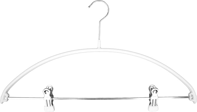 Mawa by Reston Lloyd European Non-Slip Metal Clothing Hanger, Smooth Shoulder Support & Adjustable Pant Clips, Set of 5, White