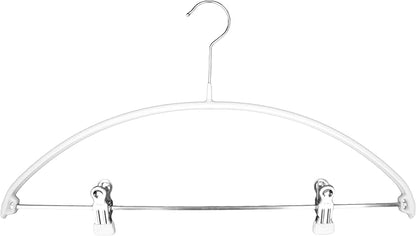 Mawa by Reston Lloyd European Non-Slip Metal Clothing Hanger, Smooth Shoulder Support & Adjustable Pant Clips, Set of 5, White