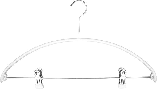 Mawa by Reston Lloyd European Non-Slip Metal Clothing Hanger, Smooth Shoulder Support & Adjustable Pant Clips, Set of 5, White
