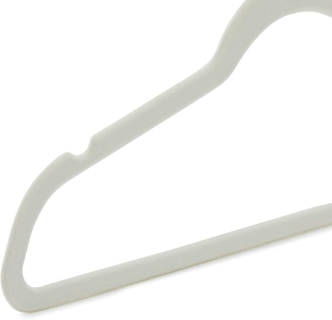 Amazon Basics Slim Velvet Non-Slip Space Saving Suit Clothes Hangers for Closet Organization, Ivory/Rose Gold, 100-Pack