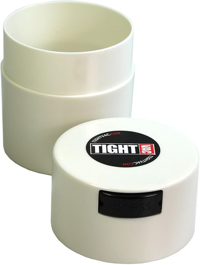Tightvac - Premium Airtight Herb Storage Container - Holds ½ oz to 3 ounces - Keep Your Herbs and Dry Goods Fresh and Flavorful. White
