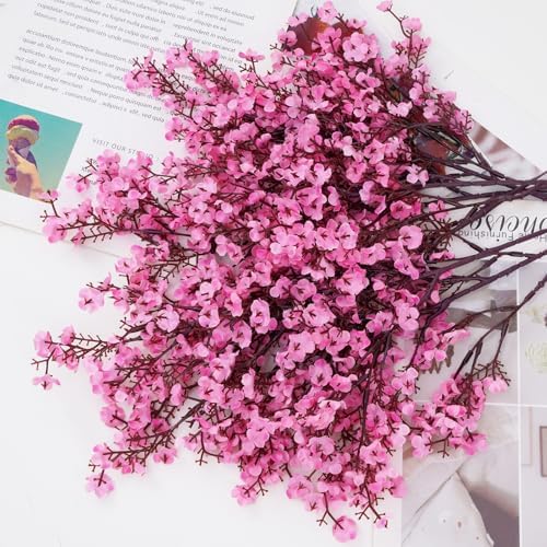 5 Pcs Fake Flowers, Real Touch Babys Breath Artificial Flowers, Pink - Image 5