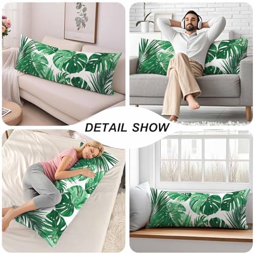 20"X54" Body Pillow Case Tropical Leaves, Hawaii Palm Leaf Green Side Sleeper Body Pillow Covers Long Pillowcase Throw Body Cushion Cover for Couch Bed Sofa Car - Image 5