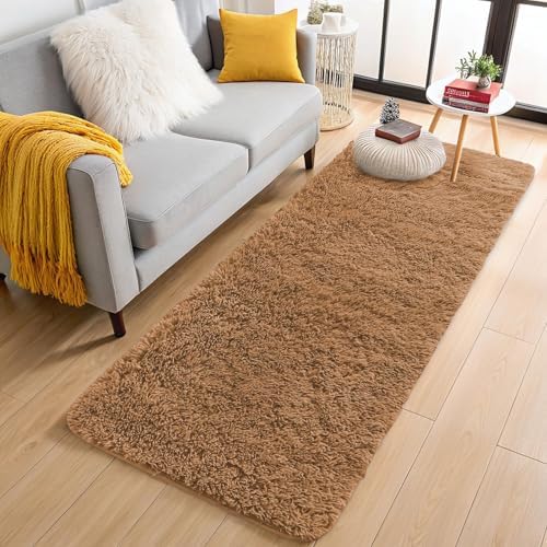 OLANLY 2x4 Machine Washable Runner Rugs for Hallway, Soft Fluffy Shaggy Bedside Rugs for Bedroom, Living Room, Indoor Floor Carpet for Kids Girls and Boys, Nursery Rooms, Home Decor Aesthetic, Khaki - Image 3