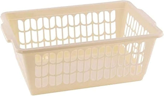 YBM HOME Plastic Perforated Storage Basket Bin Office Drawer, Shelf Desktop Countertop Tray Organizer 32-1188 (1, Beige)