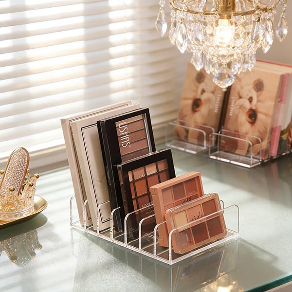 WECHENG 2 Pack Acrylic Eyeshadow Makeup Palette Organizer: Clear Makeup Organizer for Drawer - 7-Section Cosmetic Organizer for Vanity Countertop holder Storage Accessories