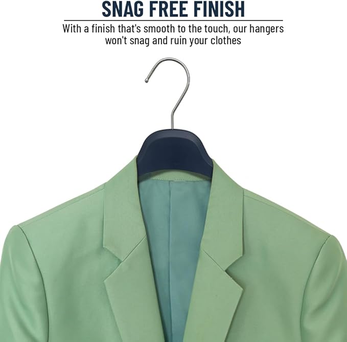 All Hung Up Hangers Plastic Coat Hangers, Clothes Hangers (Navy Blue, 12pk)