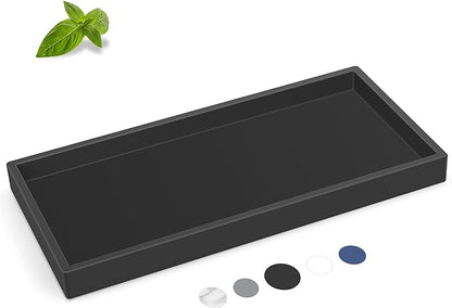 EG-SIPRO Silicone Bathroom Tray, Shatterproof, Black, Rectangular, 10.6 x 5.1 Inches