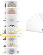 8 Tier Rotating Shoe Rack, Shoe Tower Organizer, Spinning Lazy Susan Display Storage Rack Round Carousel Vertical Handbag Closet (White, 23.6’’×23.6’’×72’’)