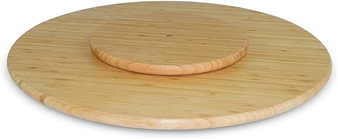 20 Inch Extra Large Bamboo Lazy Susan Turntable - 50 cm (19.7 Inch) Round Rotating Serving Tray for Kitchen, Dining Table & Parties (Bamboo, 20 Inch)
